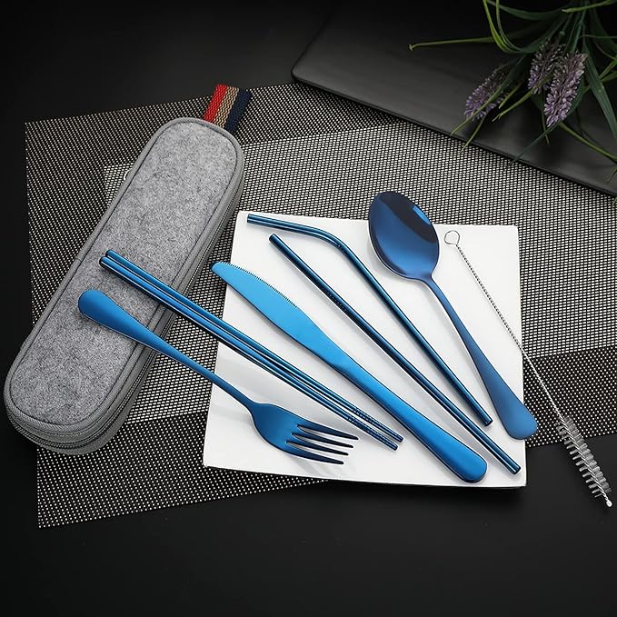 DEVICO Portable Utensils, Travel Camping Cutlery Set, 8-Piece including Knife - Image 6