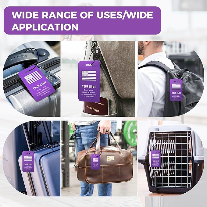 Personalized Luggage Tags, Custom Luggage Tags 4 Pack TSA Approved Double Sided - Image 7