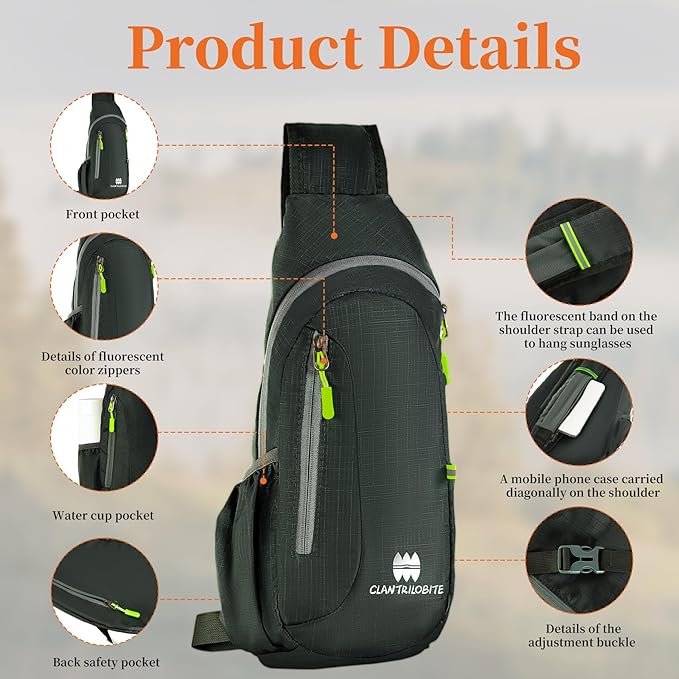 Small Sling Backpack, Lightweight Crossbody Backpack, Foldable Cross Body Bag - Image 3