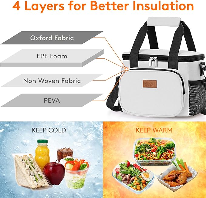 Lifewit Medium Lunch Bag Insulated Lunch Box Soft Cooler Cooling Tote - Image 2