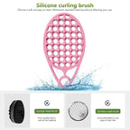 KOUPA Silicone Curly Hair Brush with Pick Comb, One Piece Twist Curl Comb for Afro Curls, Washable Hair Tool for Men Women, Pink
