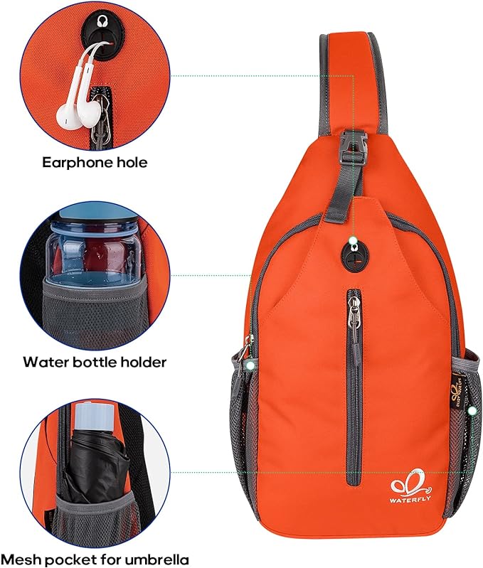 WATERFLY Crossbody Sling Backpack Sling Bag Travel Hiking Chest Bag Daypack - Image 4