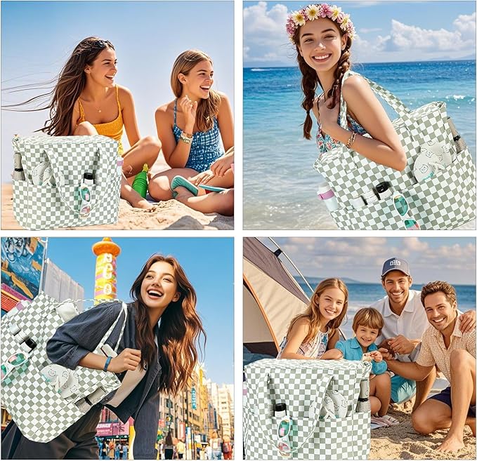 LEDAOU Large Beach Tote Bag Women Waterproof Sandproof Zipper Beach Tote Bag - Image 8