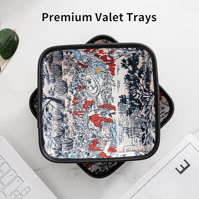 2025 Improved Design Premium Square Fabric Valet Tray Organizer Set of 2 - Image 8