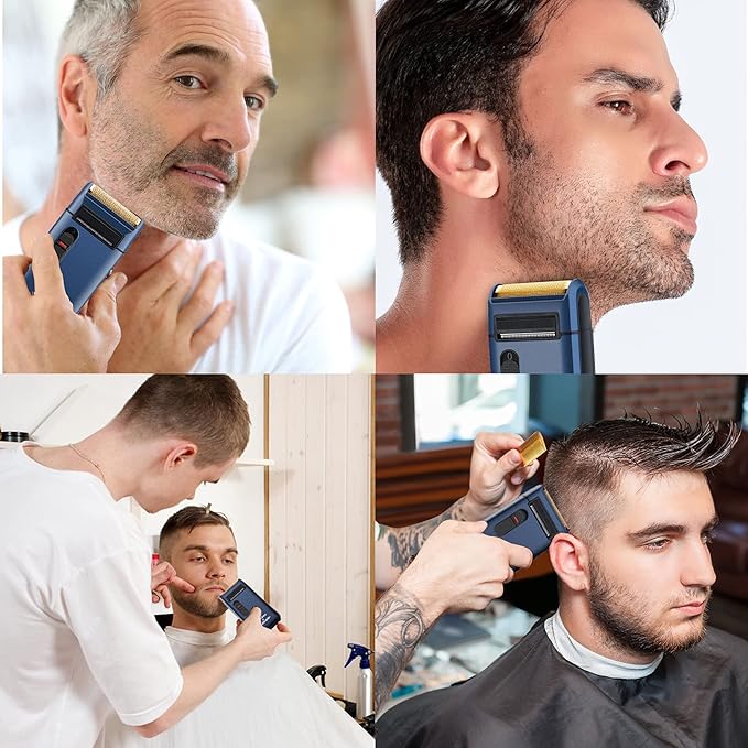 Retro Electric Razor for Men, Rechargeable Mens Gold Foil Shavers, Travel - Image 7
