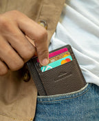 KARAKORAM Vertical Handcrafted Premium Leather Front Pocket Credit Card Holder - Image 4
