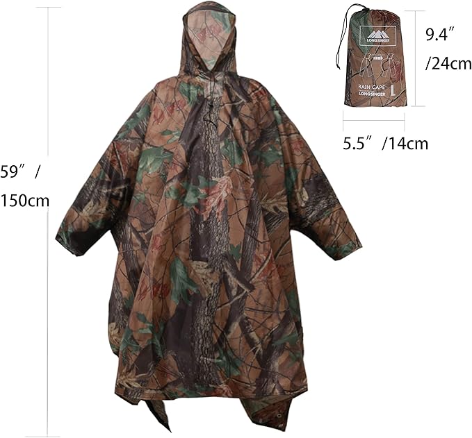 longsinger Rain Poncho for Adult, Waterproof Rain Poncho - Image 4