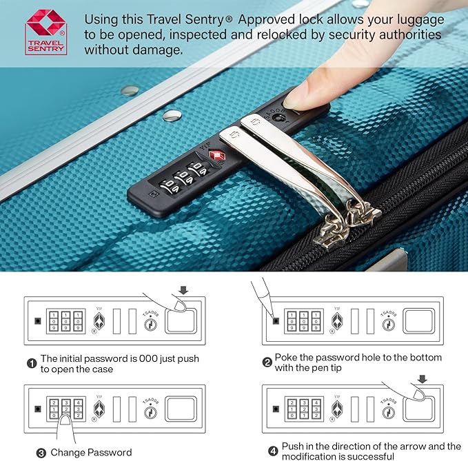 Hanke 24 Inch Checked Luggage PC Hard Case Luggage Top Opening Aluminum Frame - Image 7