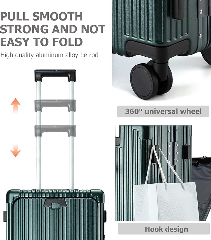 feilario 20in Aluminium Frame PC Hard Shell Spinner Wheels Luggage, Built-In - Image 6