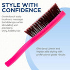 Giorgio GION2R Neon Red 6.25 inch Gentle Touch Detangler Hair Brush for Men Women & Kids. Soft Bristles for Sensitive Scalp. Wet and Dry for all Hair Types. Scalp Massager Brush Stimulate Hair Growth