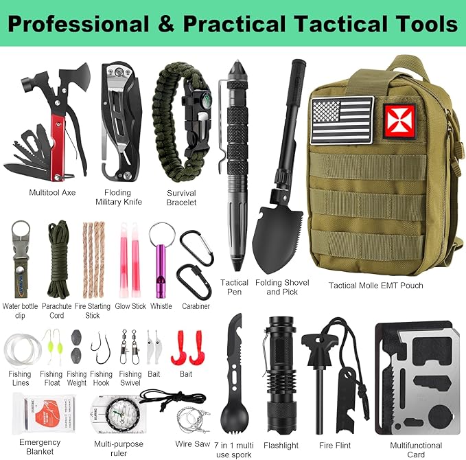 Survival Kit 256 in 1, First Aid Kit Survival Gear Tools Trauma Kit - Image 3