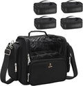 Makeup Brush Bag Extra Large Makeup Brush Case with 4 small bags Professional Makeup Artist Brush Holder Stand Up Organizer for Travel with Adjustable Dividers and Shoulder Strap