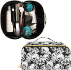 Makeup Organizer Bag, Skull and Flowers Travel Makeup Bags Makeup Vanity Case Large Capacity Rhombus Cosmetic Toiletry Bag for Girl Women Ladies