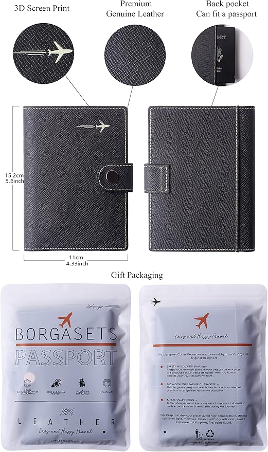 Genuine Leather Passport Case, RFID Passport Cover - Image 6
