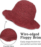 Womens Wide Brim Straw Sun Hat Foldable Floppy Crochet Beach Hat - Image 4