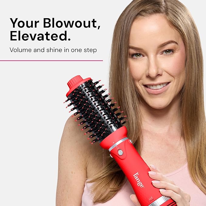 L'ANGE HAIR VolumeBoost 60mm 2-in-1 Ceramic Volumizing Brush Dryer | Fast Drying & Styling for Frizz-Free, Voluminous Blowouts | Ceramic-Coated Barrel (Red)