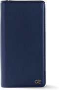 Leatherology Navy Blue Travel Zip Organizer Wallet, Passport Holder, RFID by Leatherology