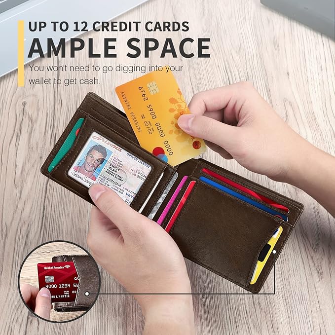 RUNBOX AirTag-Wallet-Mens-Slim-RFID Blocking Wallets Leather - Image 4