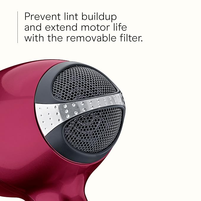 Infiniti PRO CONAIR Hair Dryer with Diffuser, Professional AC Motor, Tourmaline Ceramic Technology Blow Dryer, Includes Concentrator and Blowout Brush, Amazon Exclusive, Burgundy