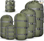 5 Pack Compression Stuff Sack 5 Assorted Size Sleeping Bag Stuff Sack by SilTriangle