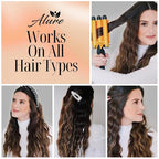 Alure Three Barrel Curling Iron Wand Hair Waver with LCD Temperature Display - 1 Inch Ceramic Tourmaline Triple Barrels, Dual Voltage Crimp (zGold)