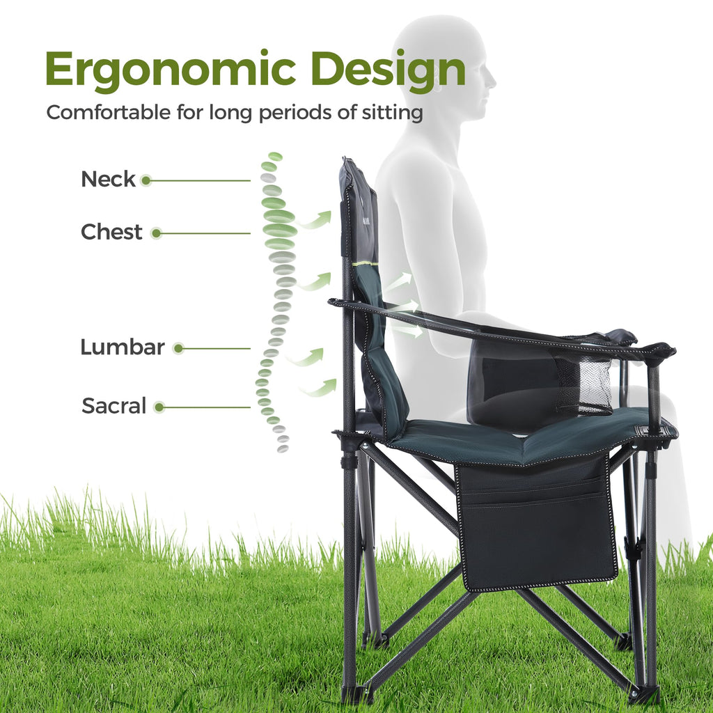 Oversized Fully Padded Camping Chairs with Lumbar Support (Green / 1PC)