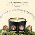 TRINIDa Low Temperature Massage Oil Candle 2.35oz - Soy Wax & Coconut Oil Blend, Moisturizes Skin,Stress Relief, Couples Massage & Home SPA, Romantic Gift Massage Scented Candle (Jasmine)