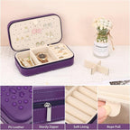 DesignSter Travel Jewelry Box, PU Leather Portable Jewelry Case, Small Jewelry - Image 4