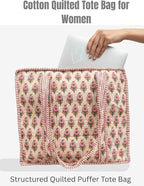 Cotton Quilted Tote Bag for Women – Large Beach & Travel Tote - Image 4