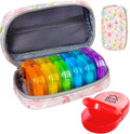 Serfeymi Weekly Travel Pill Organizer 2 Times A Day AM PM Upgraded Rainbow Pill by Serfeymi