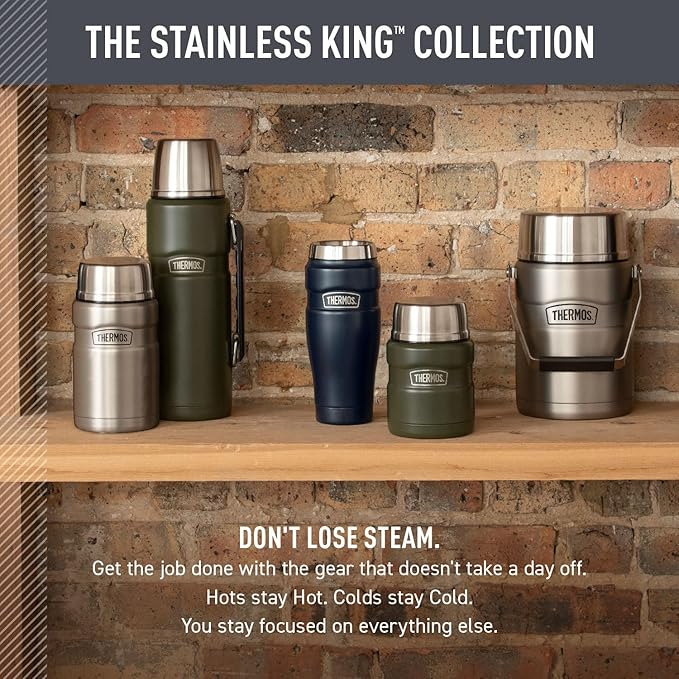 THERMOS Stainless King Vacuum-Insulated Travel Tumbler, 16 Ounce, Army Green - Image 6