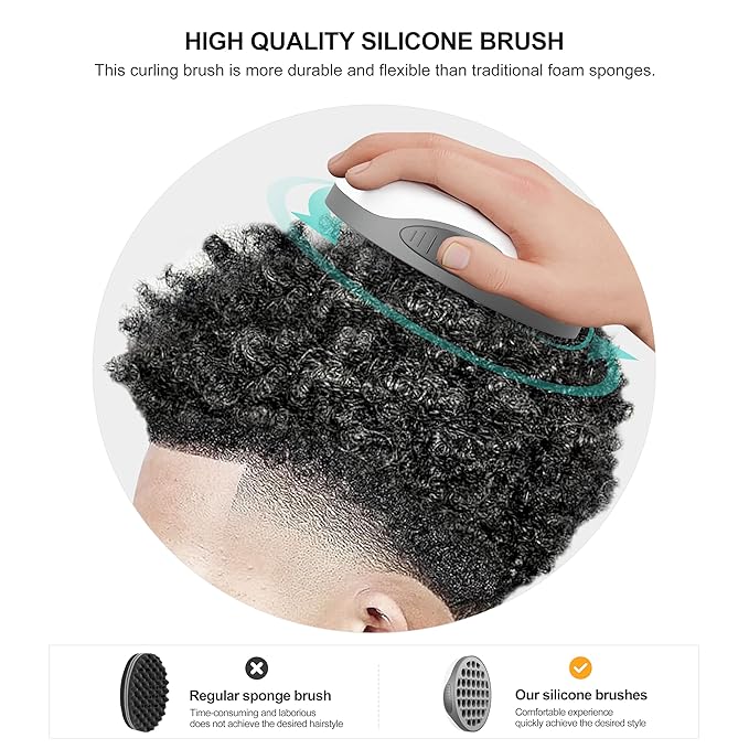 Silicone Twist Hair Brush, Magic Curling Hair Tool for Afro Curls,Vertical Stripe Curl Brushes, Detachable Two-Sided for Men Women Boy Girl Comb, Gray, 1 Piece
