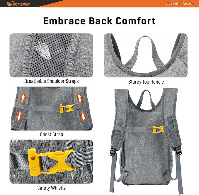 SKYSPER 15L/20L Foldable Hiking Backpack Lightweight Packable Travel Daypack - Image 4