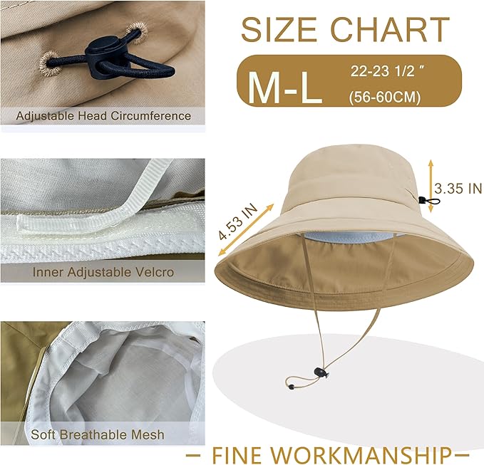Sun Hats for Women Men UV Protection Wide Brim Bucket Hat - Image 5