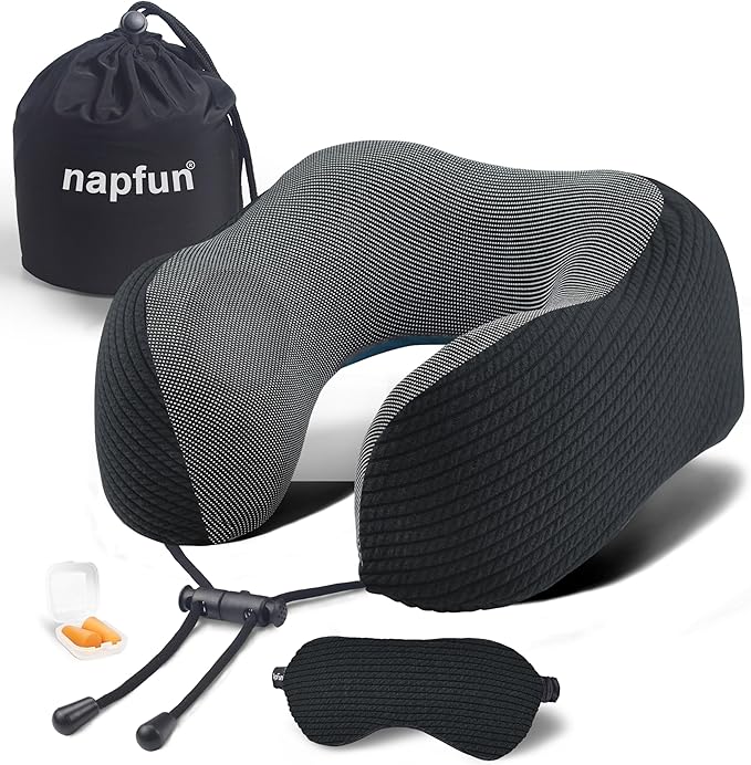 napfun Neck Pillow for Traveling, Upgraded Travel Neck Pillow for Airplane 100% by NAPFUN