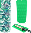 Shappy 2 Pcs Heat Resistant Hair Tools Bag Curling Iron Travel Case Cover Neoprene Flat Iron Holder Travel Case and Silicone Mat Pouch for Hot Hair Tools Storage Organizer(Frond Style)