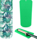 Shappy 2 Pcs Heat Resistant Hair Tools Bag Curling Iron Travel Case Cover Neoprene Flat Iron Holder Travel Case and Silicone Mat Pouch for Hot Hair Tools Storage Organizer(Frond Style)