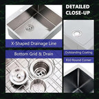 Comllen 25 x 22 Inch Drop In Kitchen Sink, Brushed Nickel Topmount 16 Gauge - Image 7