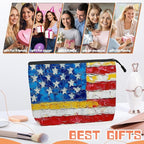 Cosmetic Bags Travel Makeup Toilet Case Waterproof Pouch for Women Girls 6.7X9.45inches - The Frayed Stars And Stripes