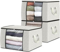 Fab totes 3 Pack Clothes Storage, Foldable Thick Fabric Blanket Storage Bags by Fabtotes
