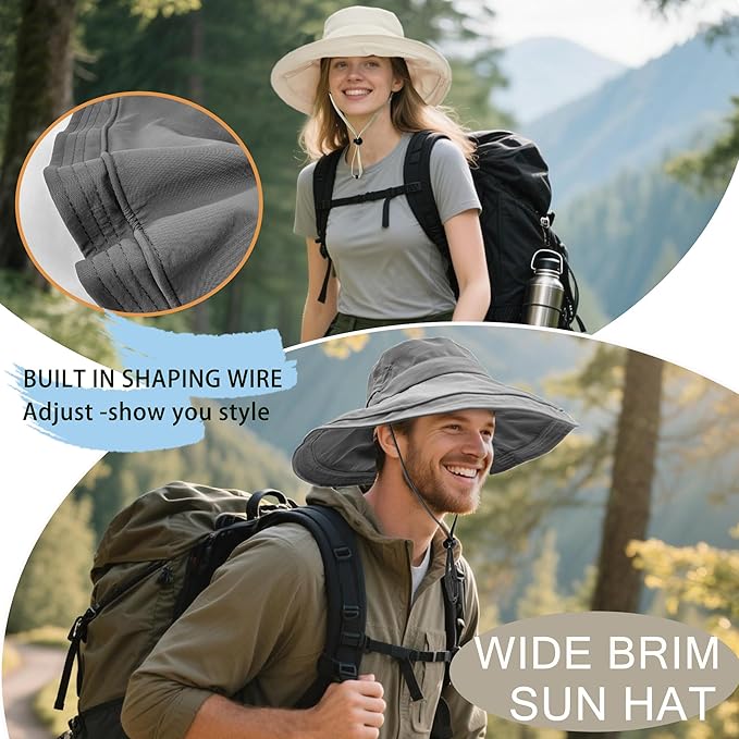 Sun Hats for Women Men UV Protection Wide Brim Bucket Hat - Image 4