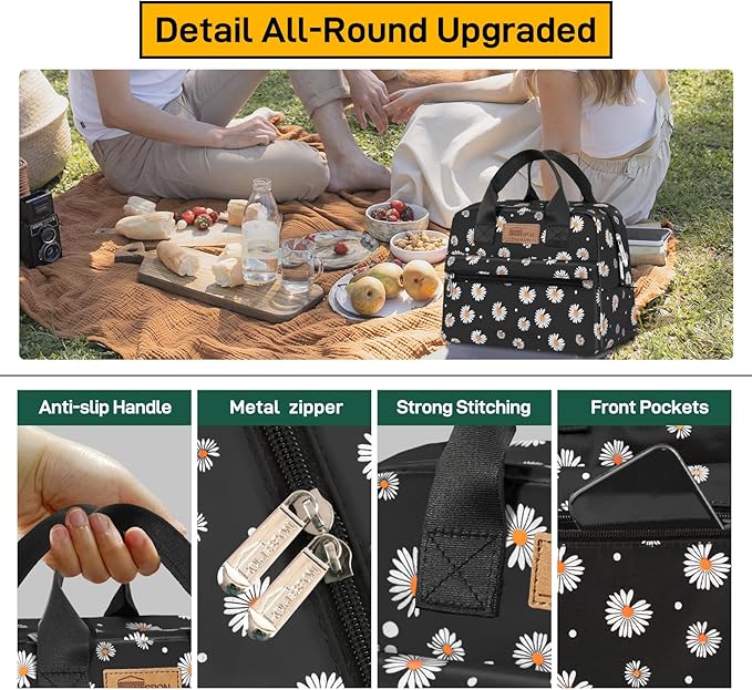 HOMESPON Insulated Lunch Bag for Women Men Lunch Box Cooler Lunch Tote for Work - Image 4
