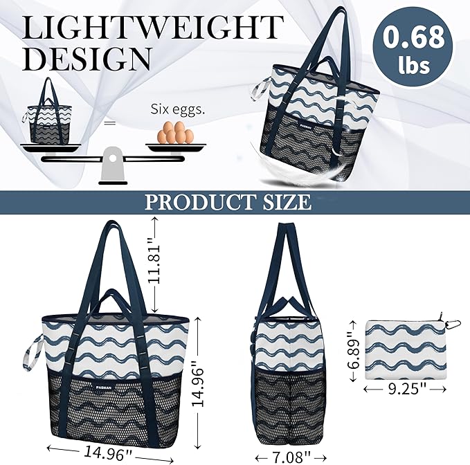 Beach Bag with Zipper - Image 3
