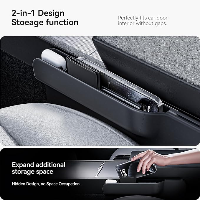 YONZEE 2-in-1 Car Steering Wheel Desk Tray & Car Seat Gap Filler Organizer – - Image 3
