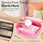 Pink Makeup Cosmetic Bag, Travel Toiletry Bag, Cute Makeup Pouch, Transparent Travel Case, Clear Front, Waterproof and Quart Size Bag, Best Gift for Girls, Teens, Women