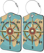 Nautical Compass Retro World Map Luggage Tag by Unknown