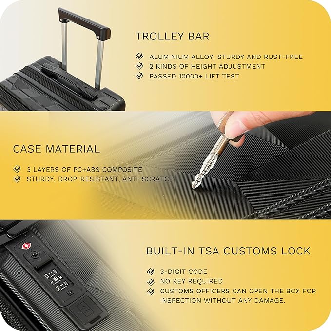 20 inch Carry On Luggage Expandable Top Opening/Clamshell Opening, TSA Approved - Image 4