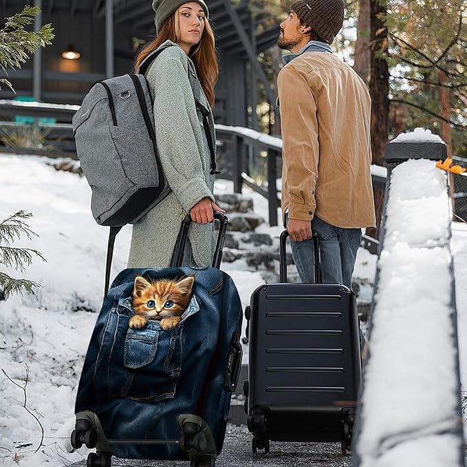 ANNA QUEEN Cute Kitten in Pocket Luggage Cover, Funny Cat Suitcase Protector - Image 7