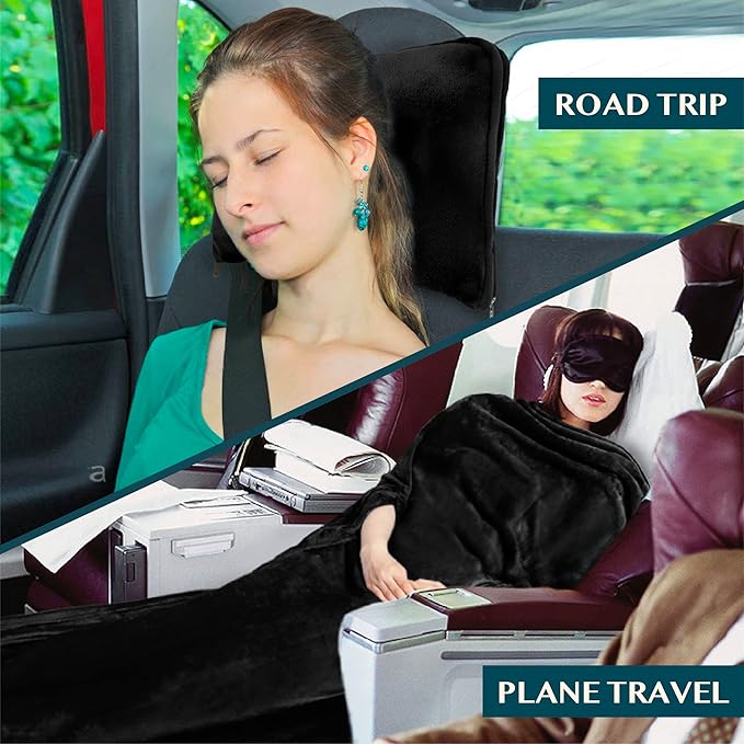PAVILIA Travel Blanket and Pillow, Arms Opening Airplane Blankets - Image 6