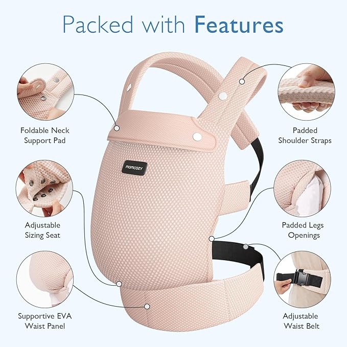 Momcozy Breathable Mesh Baby Carrier, Ergonomic and Lightweight Infant Carrier - Image 5